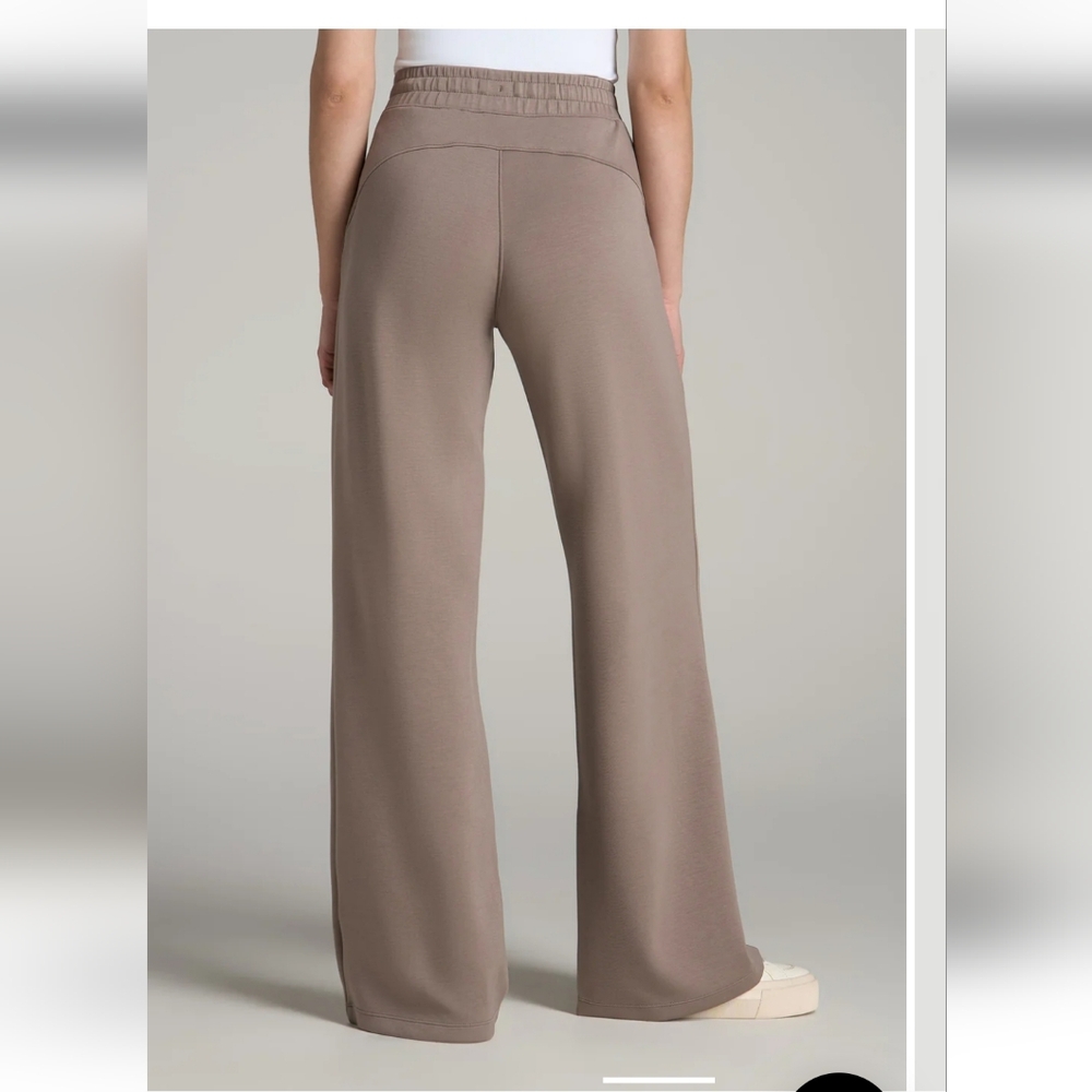 American Tall -Pull-On Tie Waist Wide Leg Pants Sz Med-X-Tall Color-Portobello - Picture 2 of 11